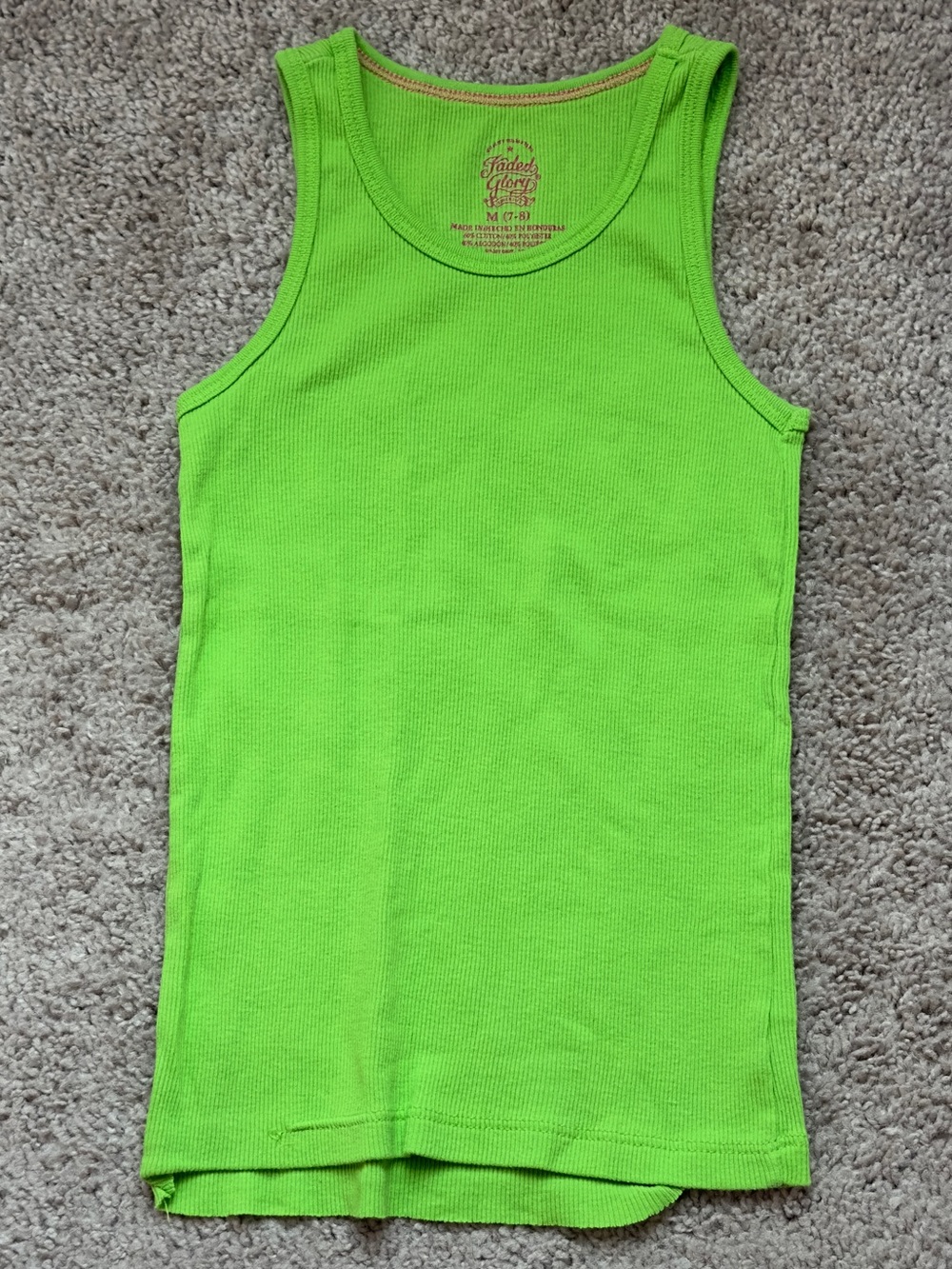 Faded Glory Kids Neon Green Ribbed Tank Top